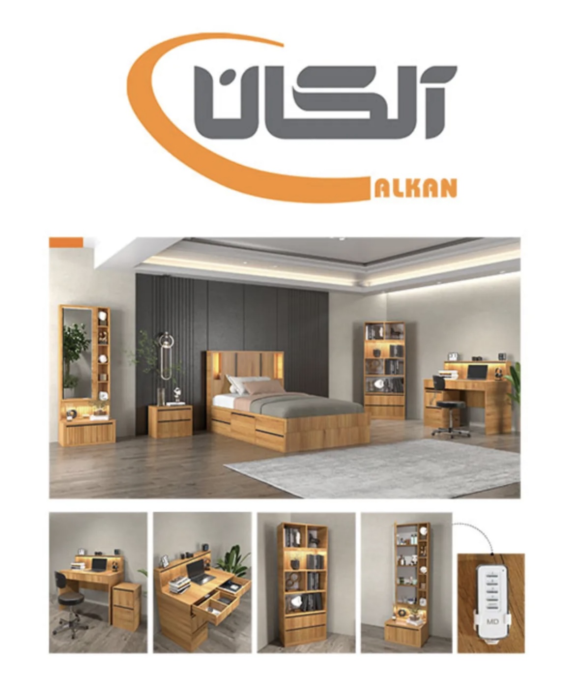 تخت یک نفره مدل 428 شرکت آلکان چوب